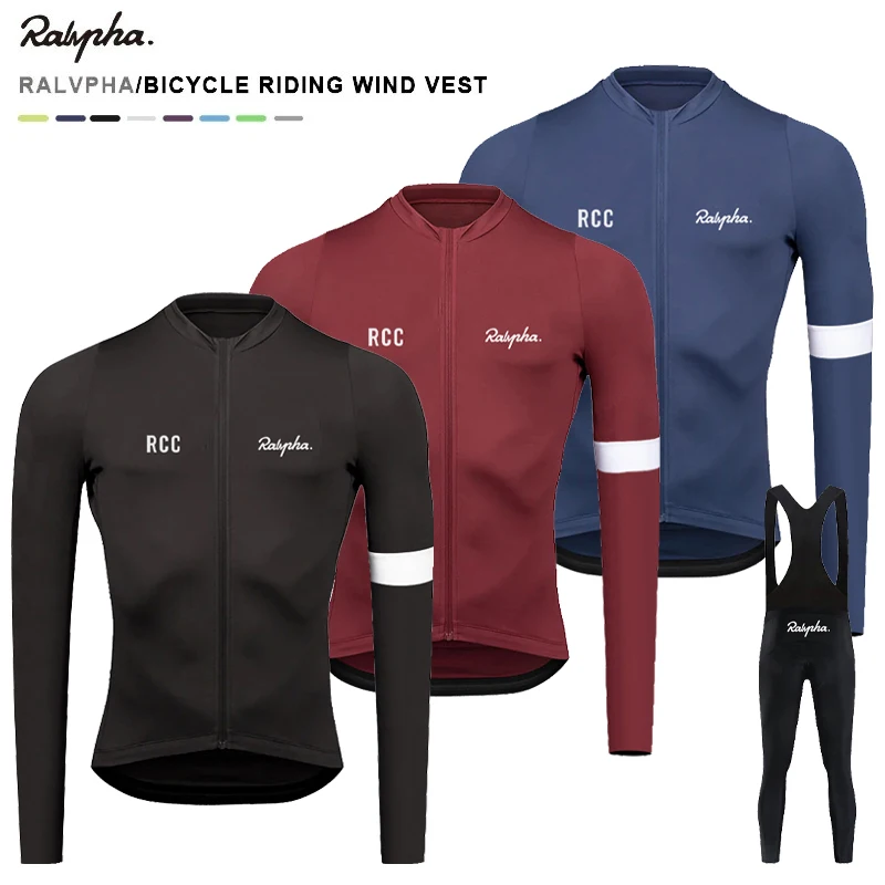 

Raphaful Spring/Autumn Long Sleeve Cycling Jersey Set Bib Pants Ropa Ciclismo Bicycle Clothing MTB Bike Uniform Men Clothes