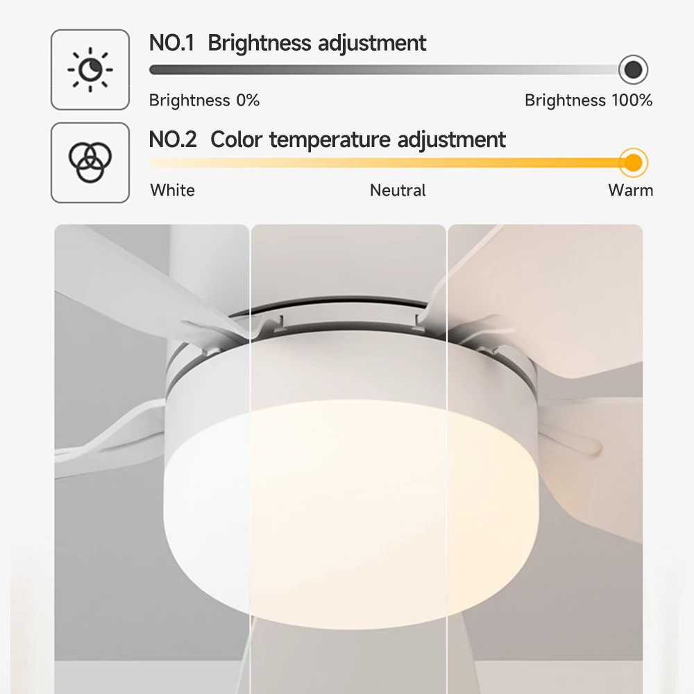 E27 Ceiling Fan Household Fan Light Detachable Multifunctional Remote Control Ceiling Fan Light for Living Room and Bedroom Lamp