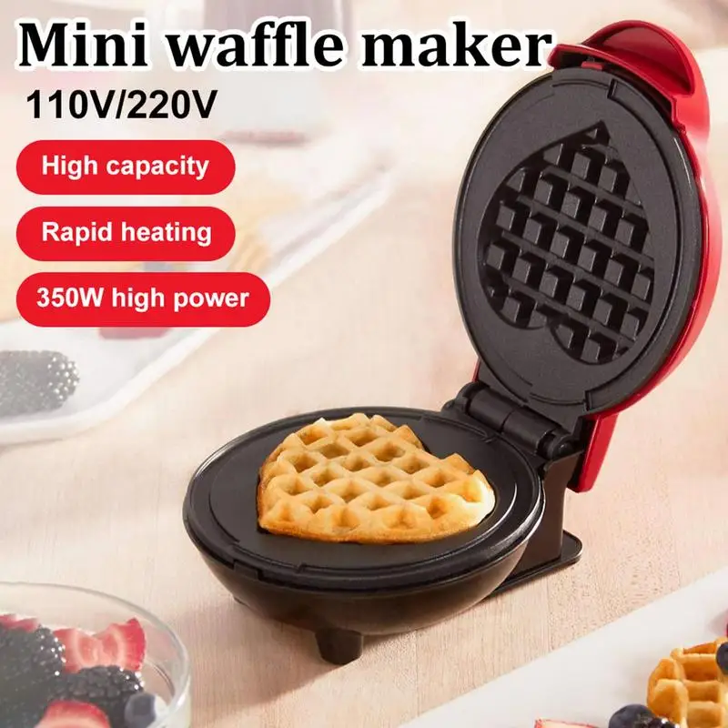 Mini Waffle Pot Em Forma de Coração, Moldes De Waffle De Café Da Manhã, Forno De Bolo De Ovo Bolha, Fabricante De Waffles Elétrico, Uso Em Casa E Cozinha