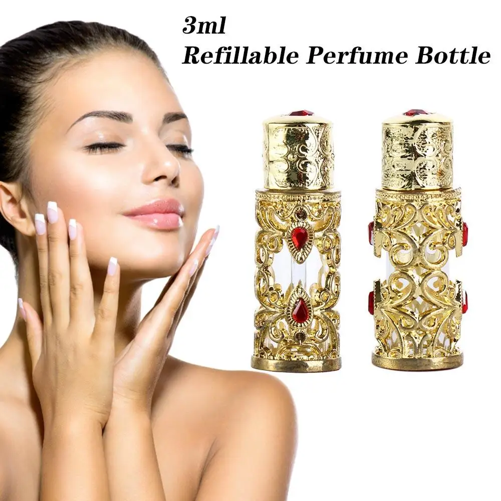 

Delicate Light Luxury Refillable Bottles DIY Perfume Sample Vial Arabian Style Decoration Gift Antiqued Metal Cosmetic Container