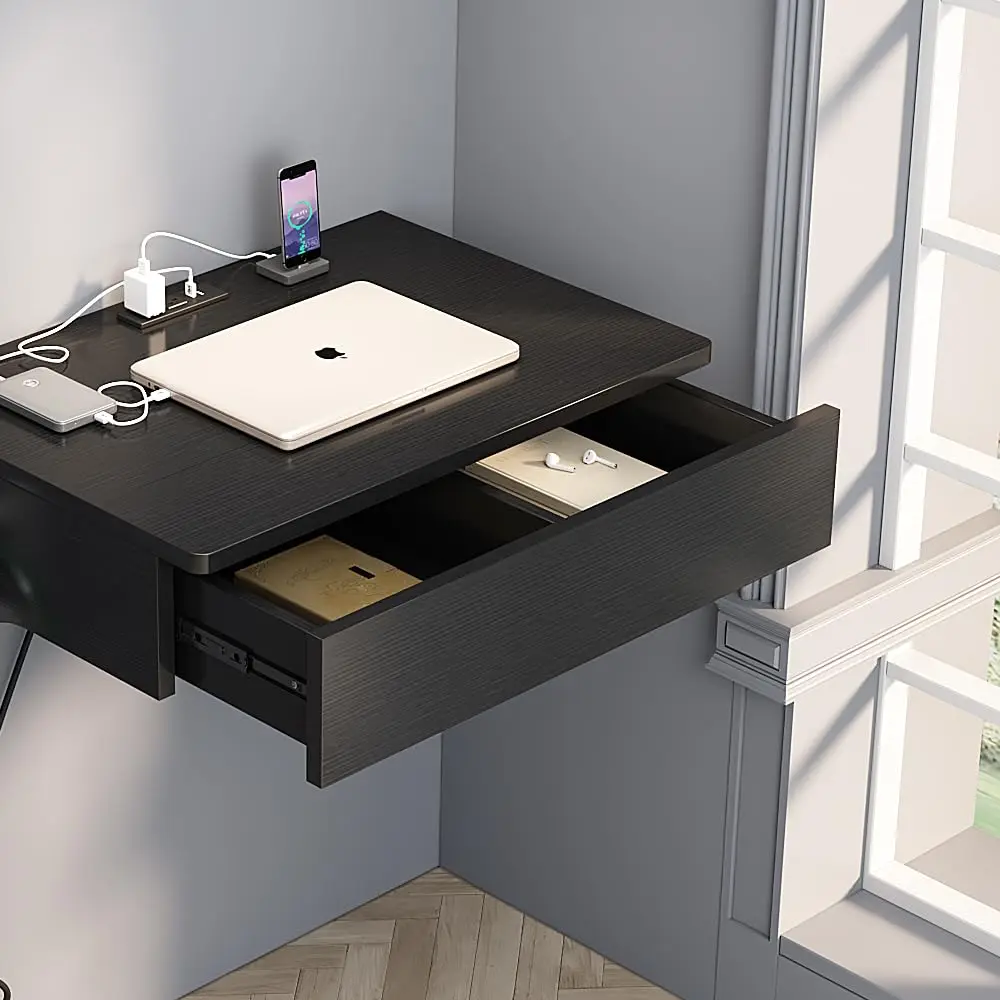 

Wall Mounted Desk,Floating Desk Wall Mount Laptop Desk, Space Saving Table Wall Desk with Storage Drawer