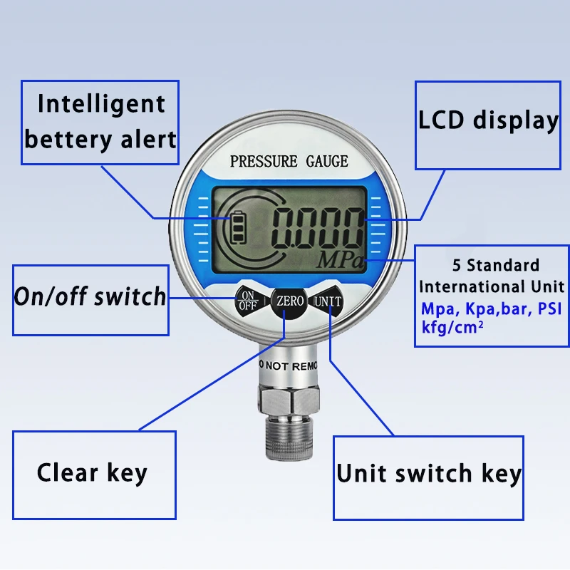 Digital Pressure Gauge 400bar 1000bar Air Liquid Fuel Oil Water Digital Pressure Manometer M20*1.5 Gauge Digital Pressure Gauge