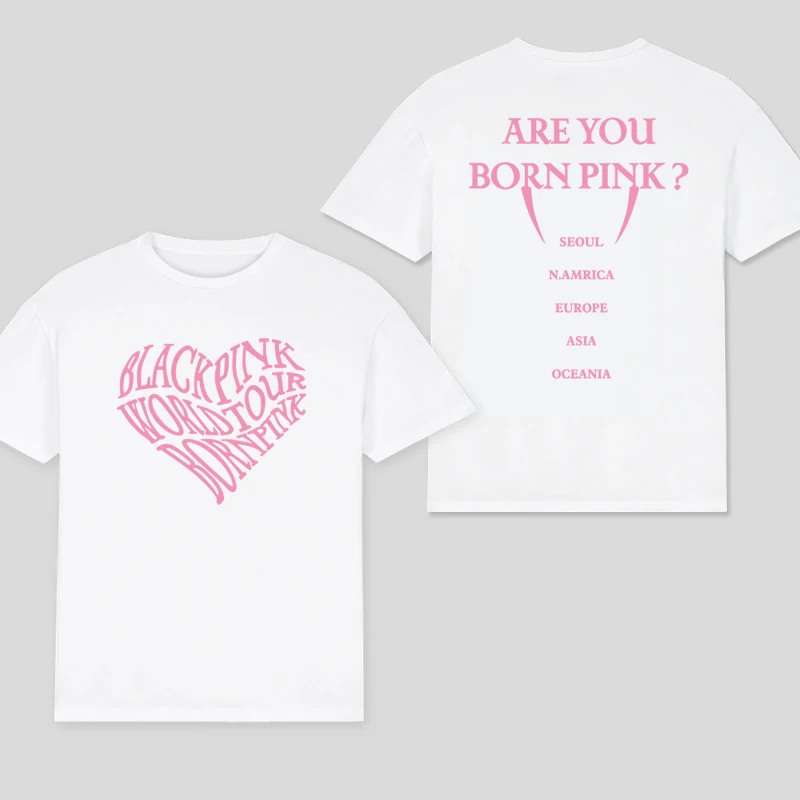 100% Cotton T Shirt Men Women T-shirt Black Print Pink Kpop Short Sleeve Casual Oversized Girl Tee Fashion Big Size Clothing 2