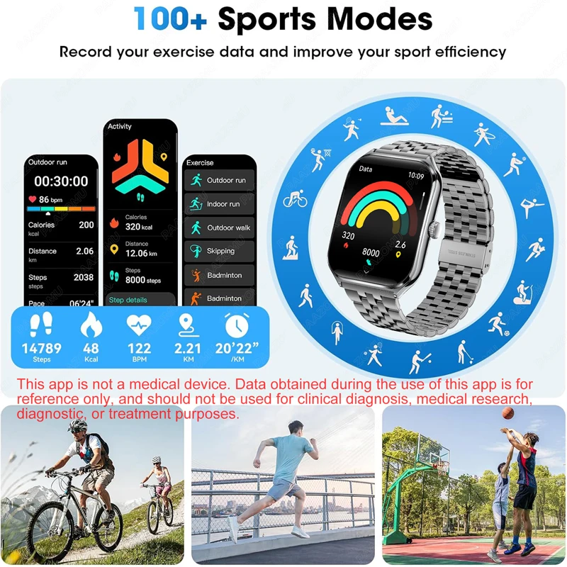 2025 Nuovo Smartwatch da 0,25 pollici Ultra-sottile Bluetooth Chiamata Monitor di salute Orologio IP68 Impermeabile 100 Sport Braccialetto intelligente per Xiaomi - immagine 4