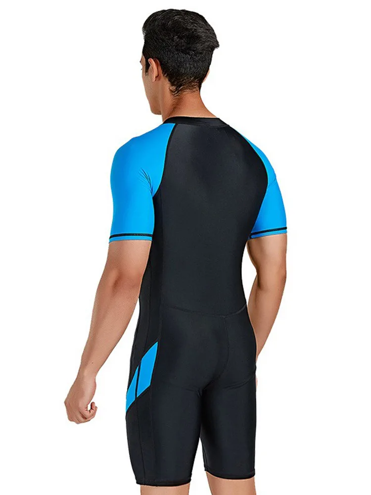 Men's Short Sleeve Swimsuit One-piece Thin Swimwear Quick-dry Sun Protection Clothes Beach Swimming Snorkel Surf Bath Suit