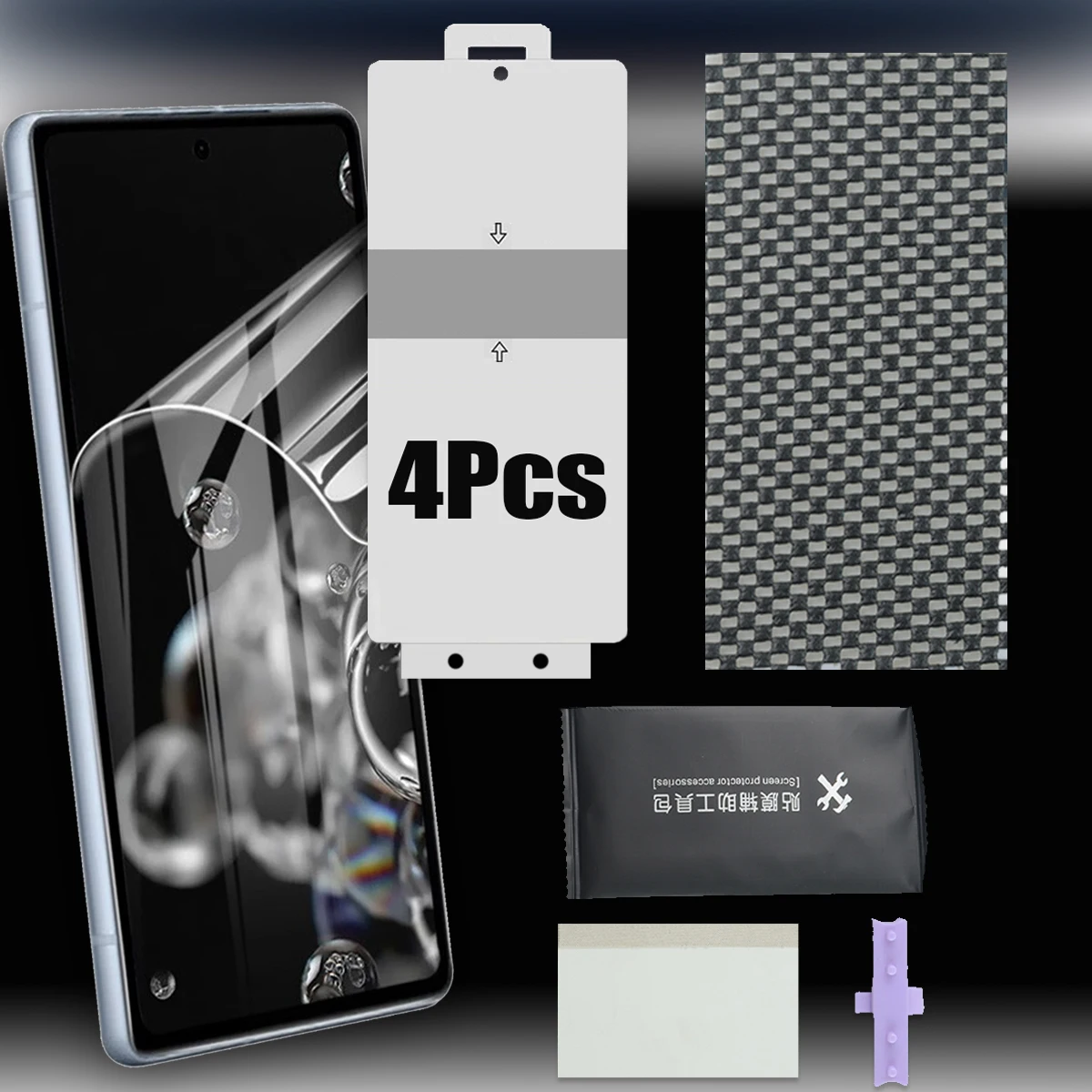 4-Pack Full Coverage Hydrogel Screen Protectors with Installation Tools