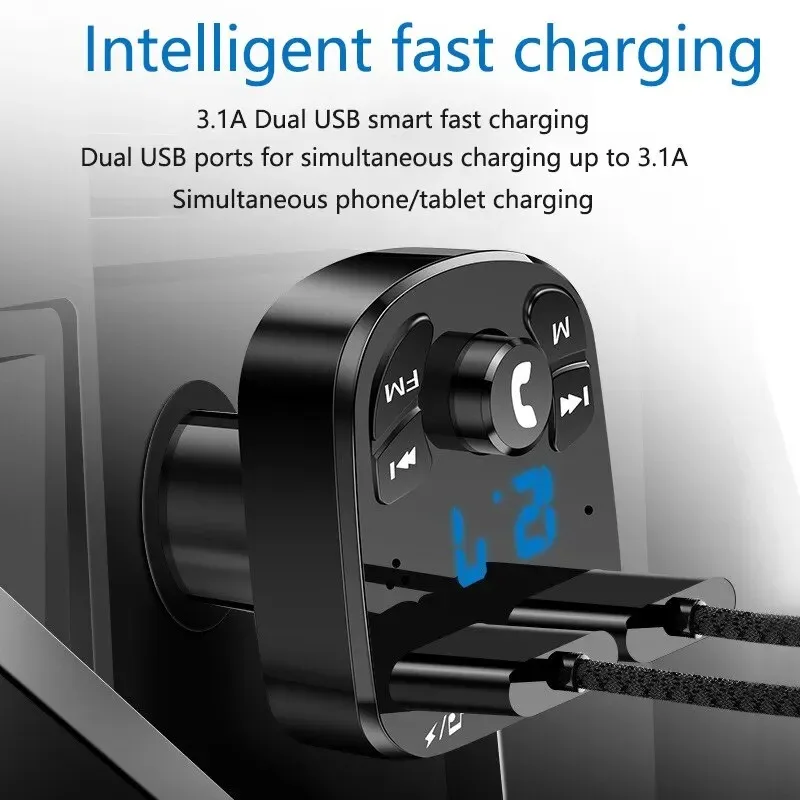 Bluetooth 5.0 Car Charger Dual USB Car Kit FM Transmitter Audio MP3 Player autoradio Handsfree 3.1A 12-24V For iPhone ForSamsung fm transmitter car mp3 player