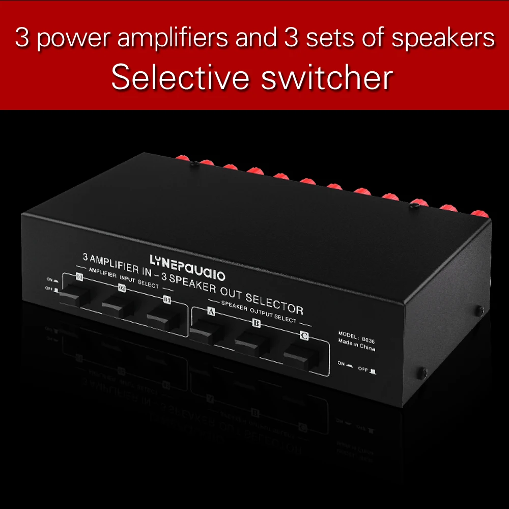 

LYNEPAUAIO 3 Input 3 Output Power Amplifier And Speaker Switcher Speaker Switch Splitter Comparator 300W Per Channel