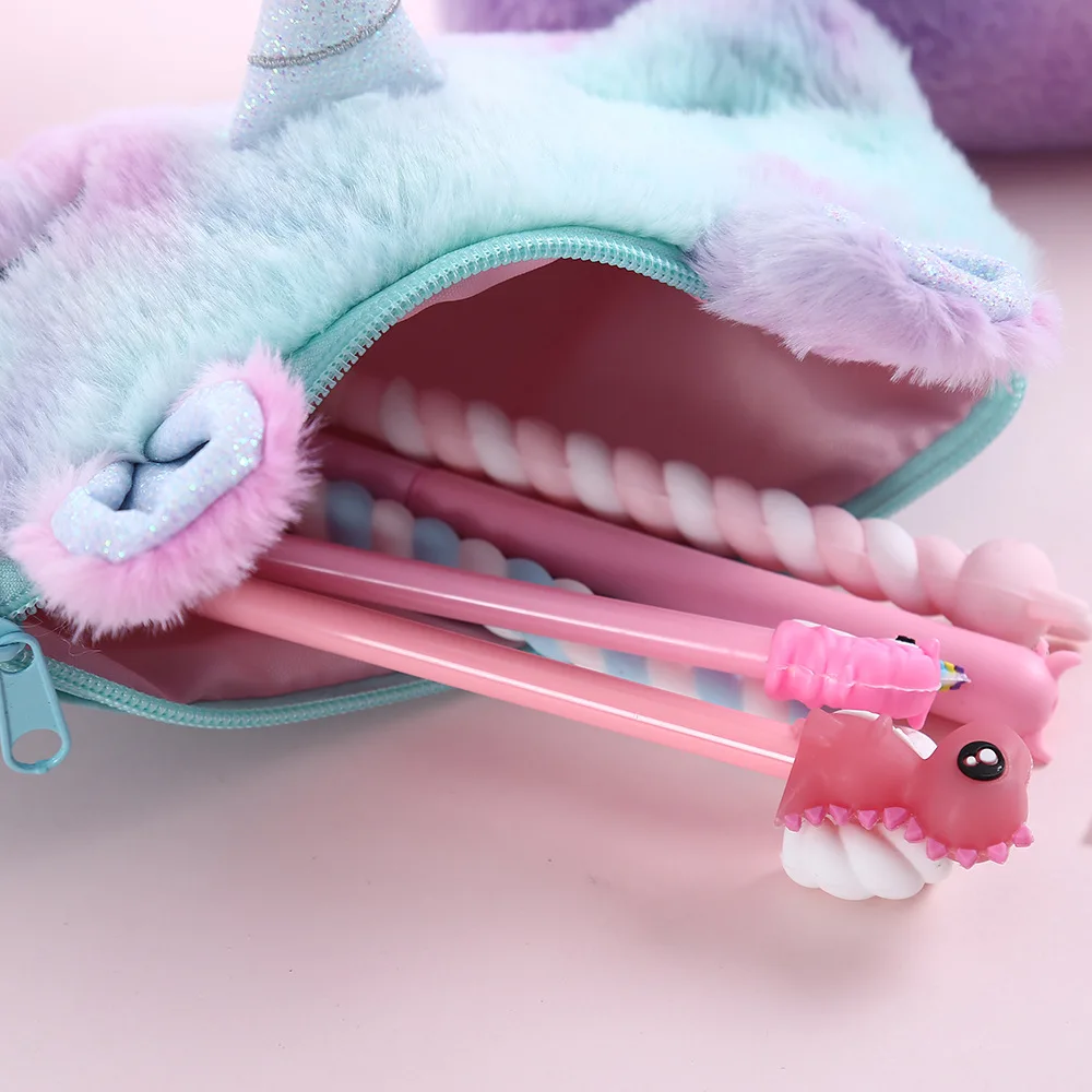 Фото Плюшевый единорог милый чехол-карандаш Единорог Kawaii Girls Estuche Para Lpices для ручки Astuccio Canvas школьный чехол №4