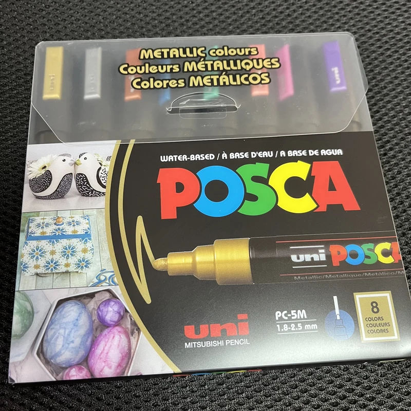 Posca PC-5M 수성 네임펜 페인트 펜, 메탈릭 색상 8 개 세트