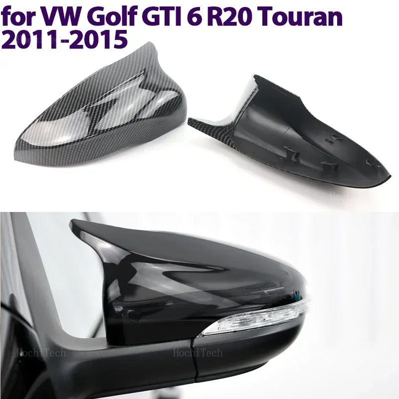 Carbonfaser-Optik Sport-Stil Schwarze Rückspiegelabdeckungen für Volkswagen VW Touran, MK6 Golf 6 GTI 2009-2019