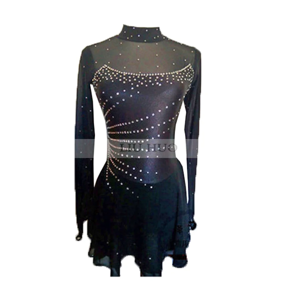 LIUHUO Women Girl Adult Performance Ballet Roller Costume Competition  Leotard Skirt Ice Figure Skating Dress Long Sleeves Black - AliExpress  200000532