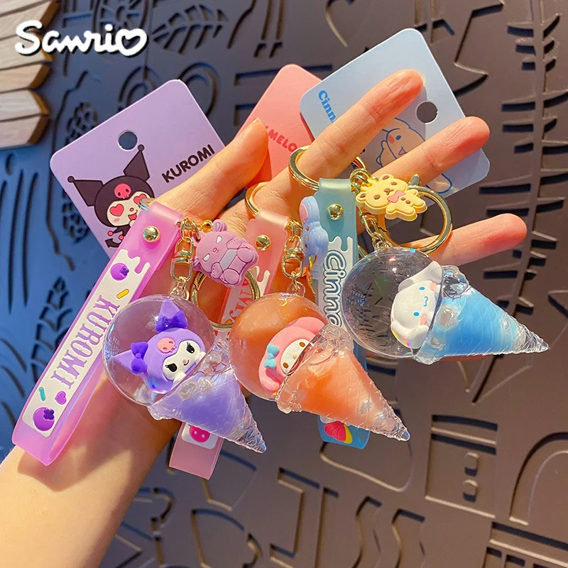 

Sanrio Family Cartoon Cinnamoroll My Melody Oil Cone Quicksand Bottle Key Chain Cute Kuromi Key Chain Pendant