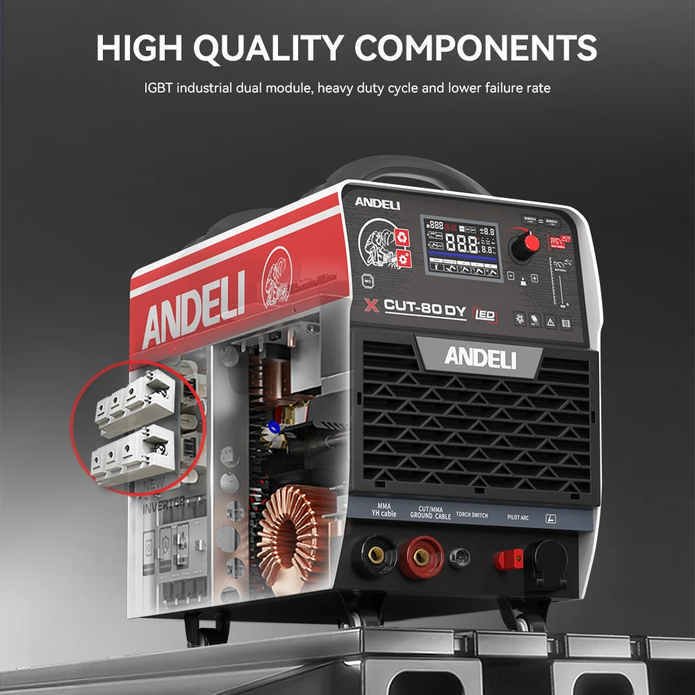 Andeli 220V 385V CUT-80DY HF Cut 2T 4T 2 in 1MMA Built in Compressor Plasma Cutting Machine