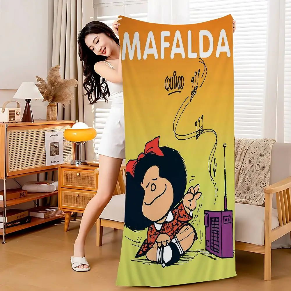 Cartoon Mafalda Microfiber Printed Beach Towel Mountain Climbing Yoga Beach Swimming Running Absorbent Soft Towel
