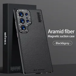 Premium Kevlar Aramid Fiber Magnetic Wireless Charging Shockproof Case for Aramid Fiber (GRAY)