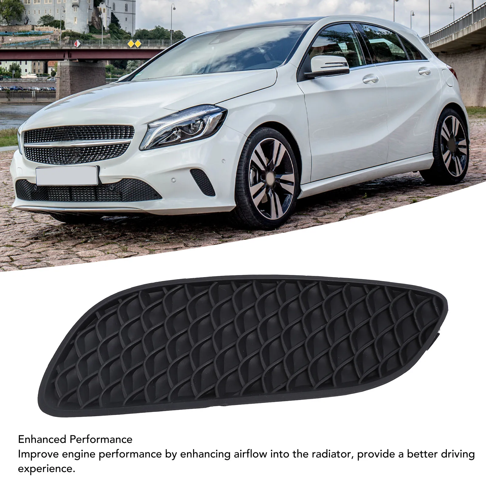 Front Bumper Grille Cover Insert Grille Bezel Cover Replacement for Mercedes-Benz A‑Class W176 Enhanced Performance Stylish Look