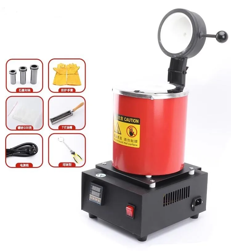 Automatic Electric Melting Furnace Silver & Gold Pour Bar +2Kg Crucible+ tong - Digital Controler 110V &220V Y313 cylindrical graphite melting crucible for melting gold silver copper brass