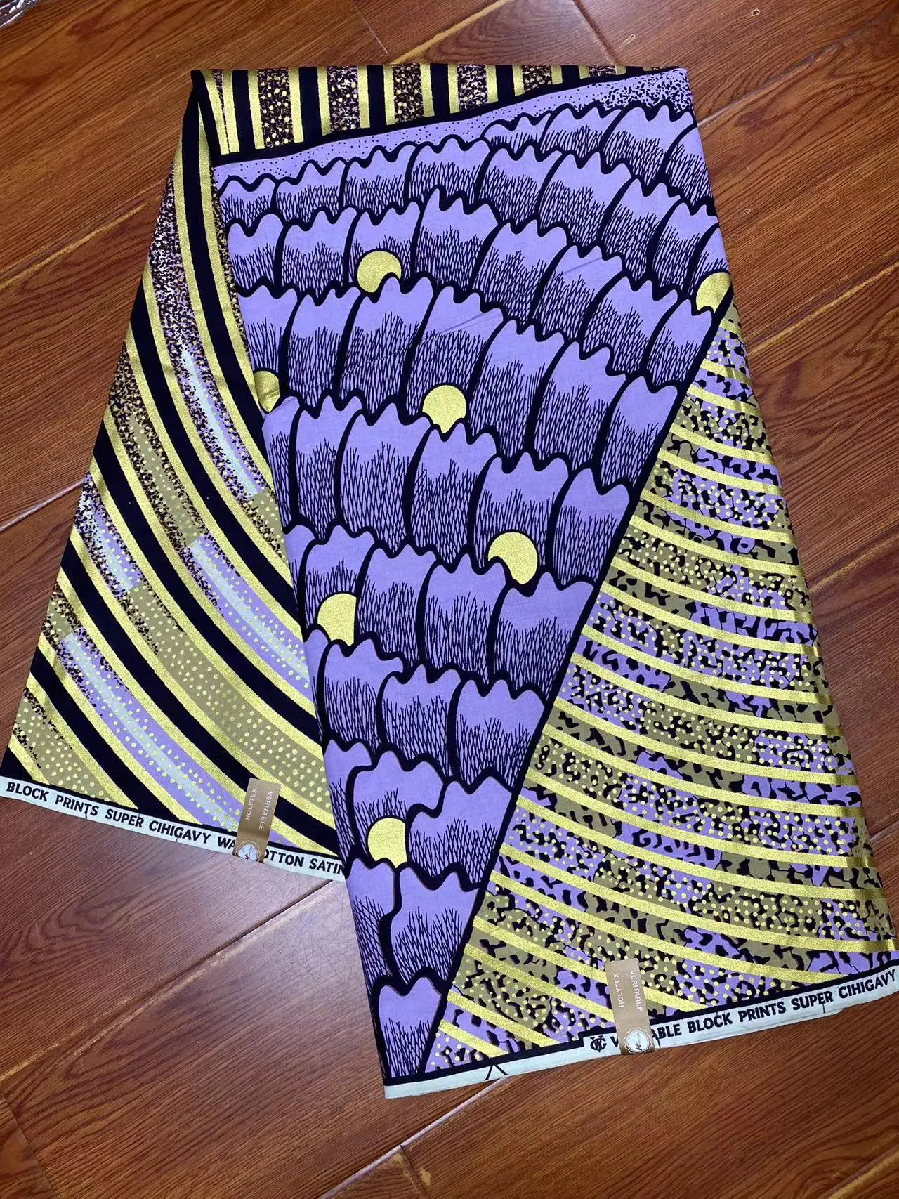 African Wax Fabric Clothing Fabric African Grand Glam Glitter Golden Wax Fabrics Soft Ankara Tissu Sewing Wedding Dress satin 100% Cotton 3-5
