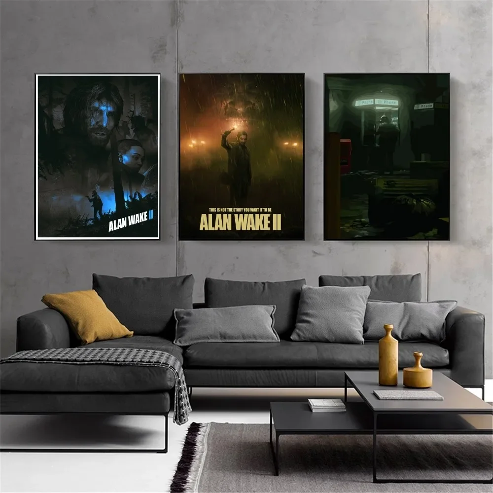 Alan Wake Ii Gaming Poster Kraft Club Bar Paper Vintage Poster Wall Art Painting Camera Da Letto Studio Big Szie