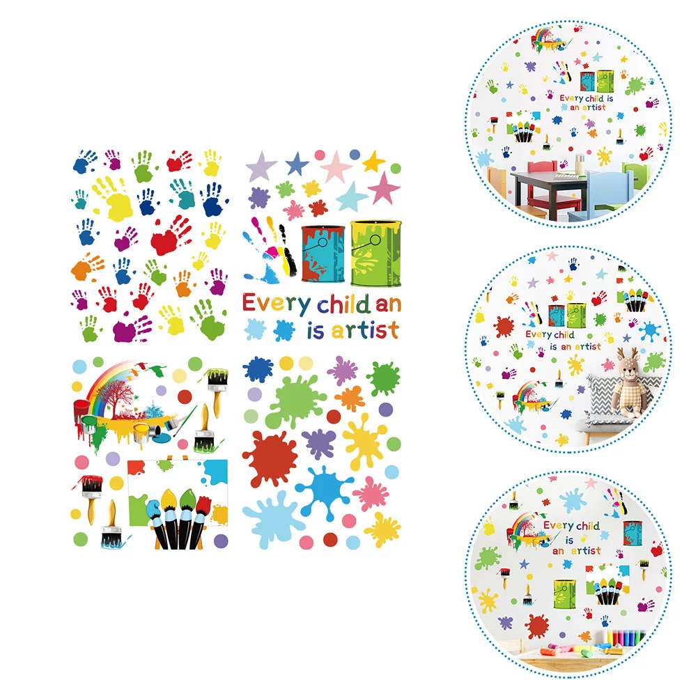 

Kids Room Wall Stickers Handprint Decorative Baby's Colorful Decals for Girls Bedroom PVC
