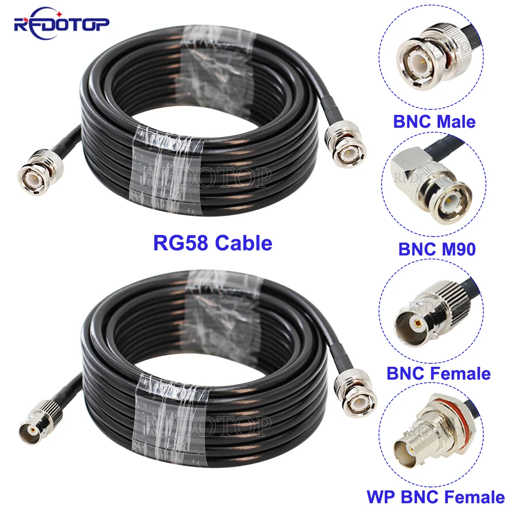 1Pcs RG58 BNC Male/Female to BNC Male/Female Connector 50 Ohm RG-58 RF Coax Coaxial Cable Wire Pigtail Jumper Extension cord
