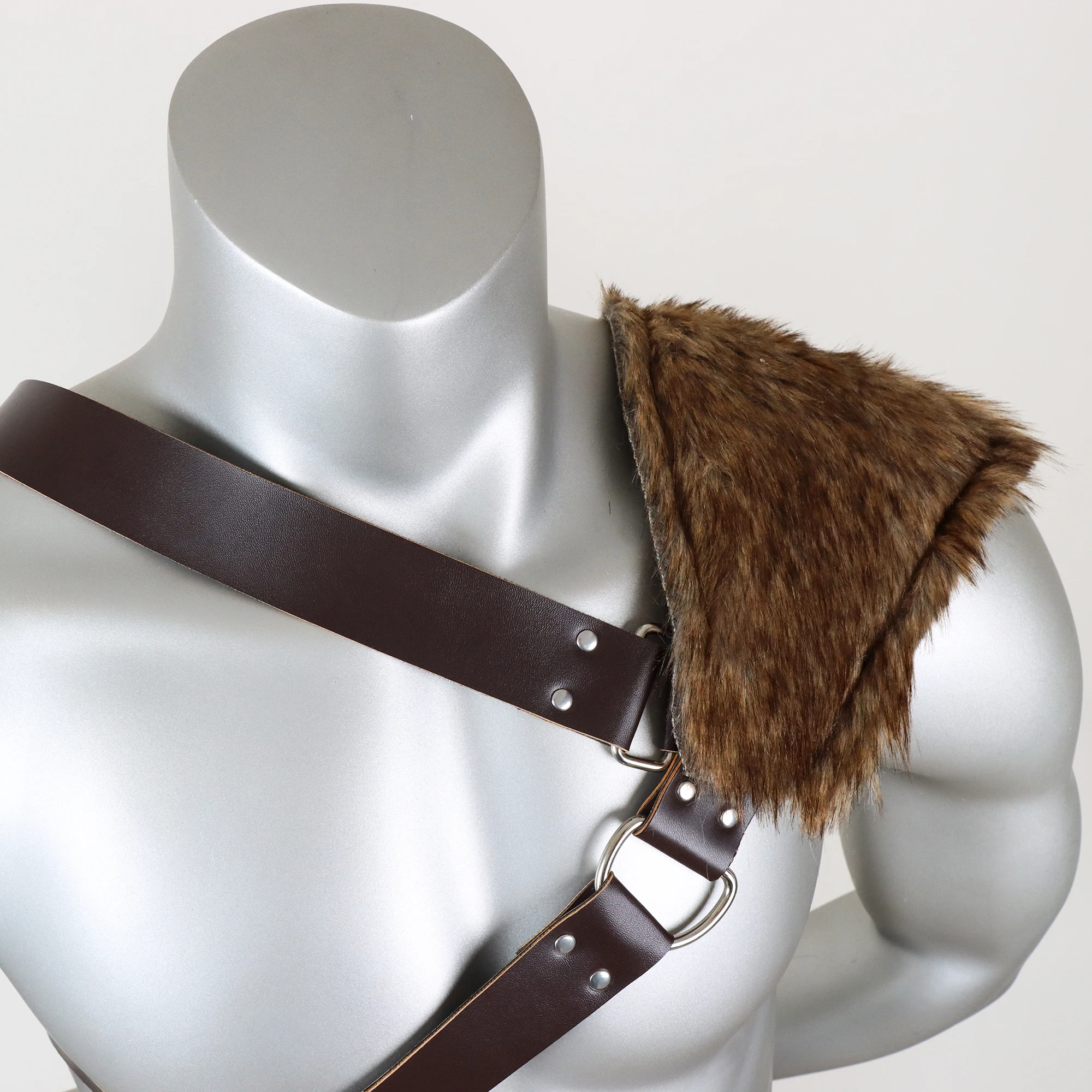 Medieval Knight Role Play Fantasy Double Wide Faux Leather Belt Bag Viking Renaissance Shoulder Armor Pirate Costume Accessories