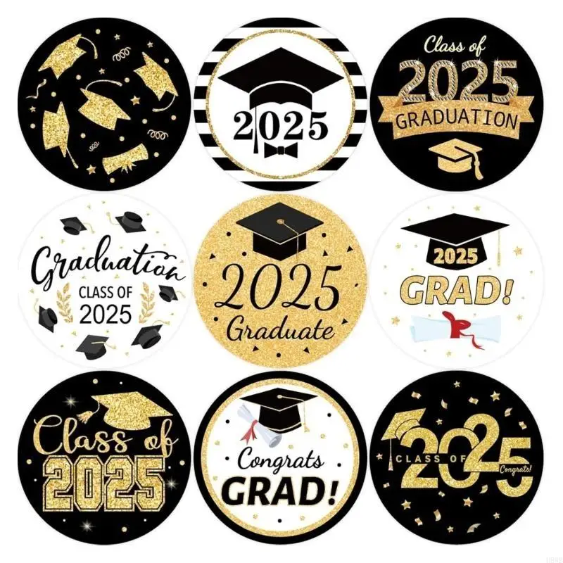 H8WB Pack Of 6 Round Graduations Sticker for Parties Adhesive Materials Clear Pattern Vibrant Color