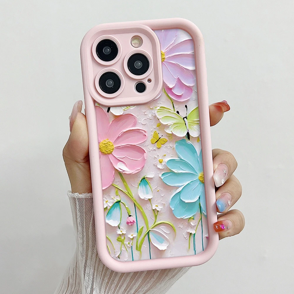 Daisy Flower Wrist Chain Shockproof Case with Lanyard Strap
