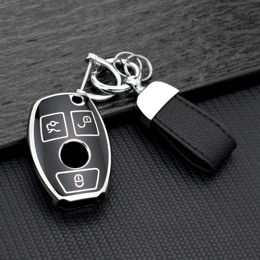 Deluxe Soft TPU Car Key Cover with Keychain Attachment