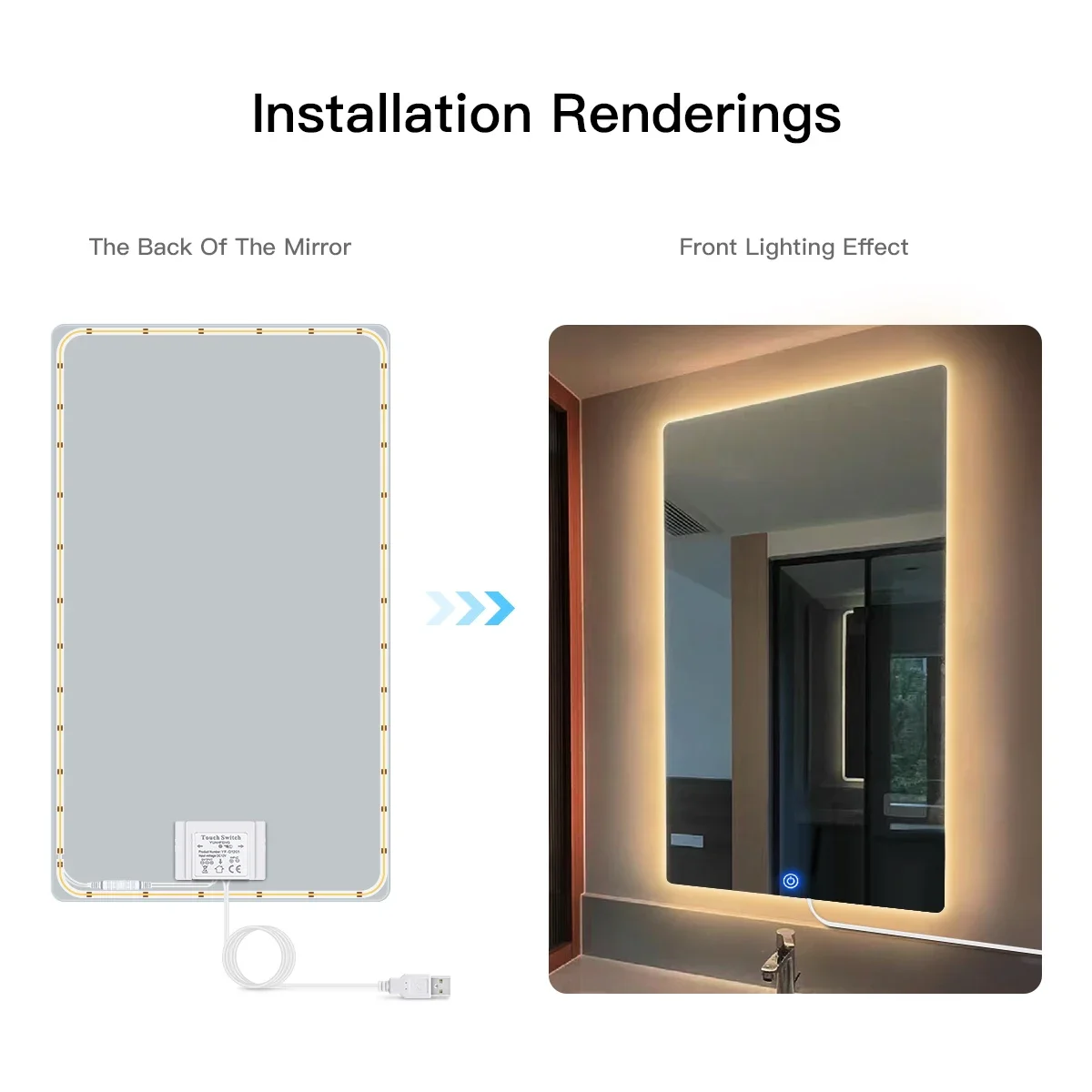 NEW DIY Cuttable USB 5V COB LED Strip Light With Touch Sensor Switch Penetrate Mirror Glass Acrylic For Makeup Table Backlight