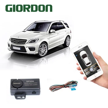 GIORDON Con avvio remoto e controlli Bluetooth Sistema di allarme per auto con chiave intelligente Controllo del telefono cellulare Ingresso e alimentazione senza chiave