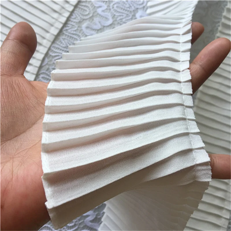 6/8/11CM Wide Chiffon 3d Pleated Lace Fabric Frilled Fringed Ribbon Ruffles Trim Dress Hemline Curtains Sewing Decor