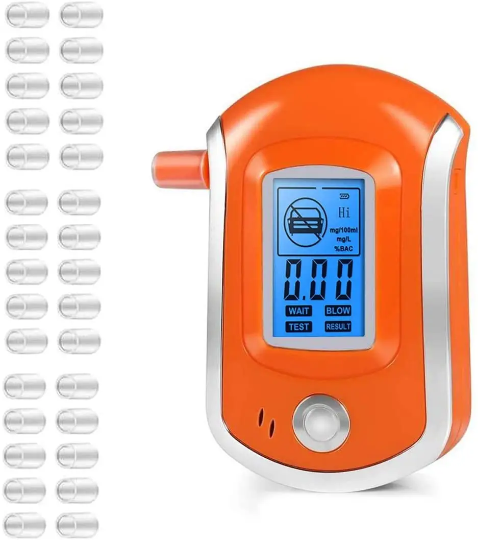 

Breathalyzer, Professional Alcohol Tester with 31 Mouthpieces Portable Breath Alcohol Tester with Digital LCD Display