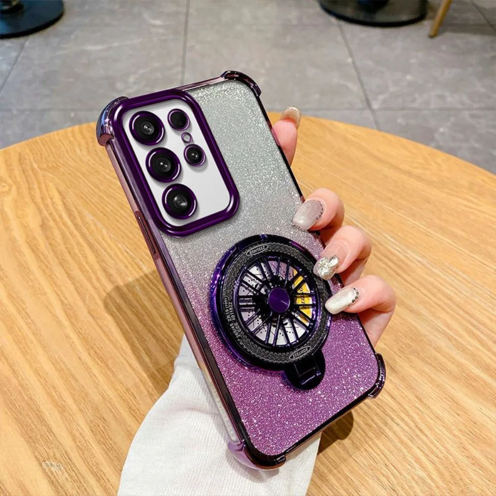 Electroplate Protective Phone Case with Ring Bracket Cover