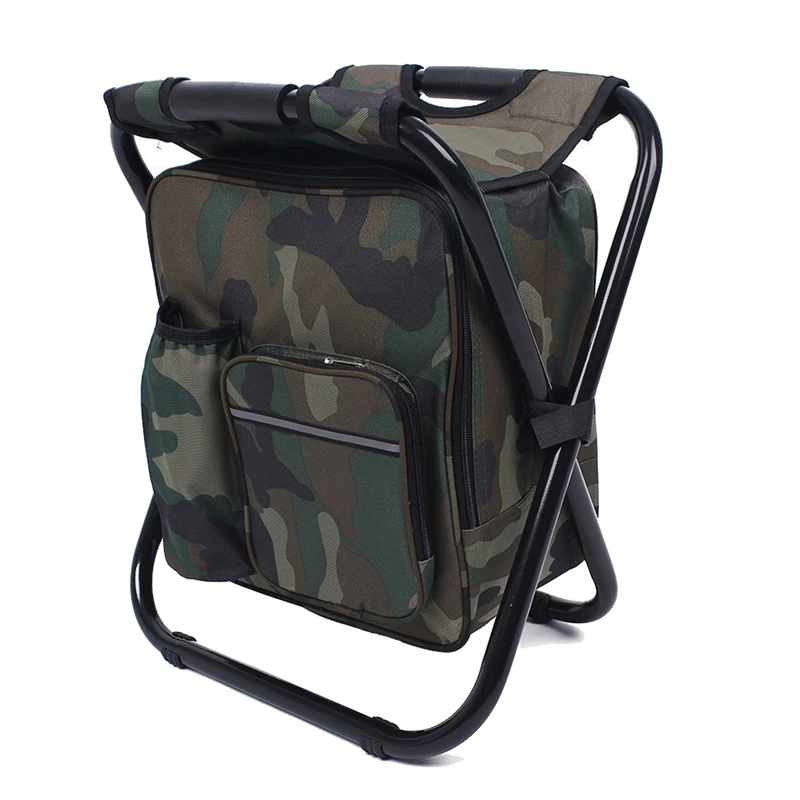

Folding Stool Portable Ice Bag Stool Folding Camping Chair Stool Backpack With Cooler Insulated Picnic Bag