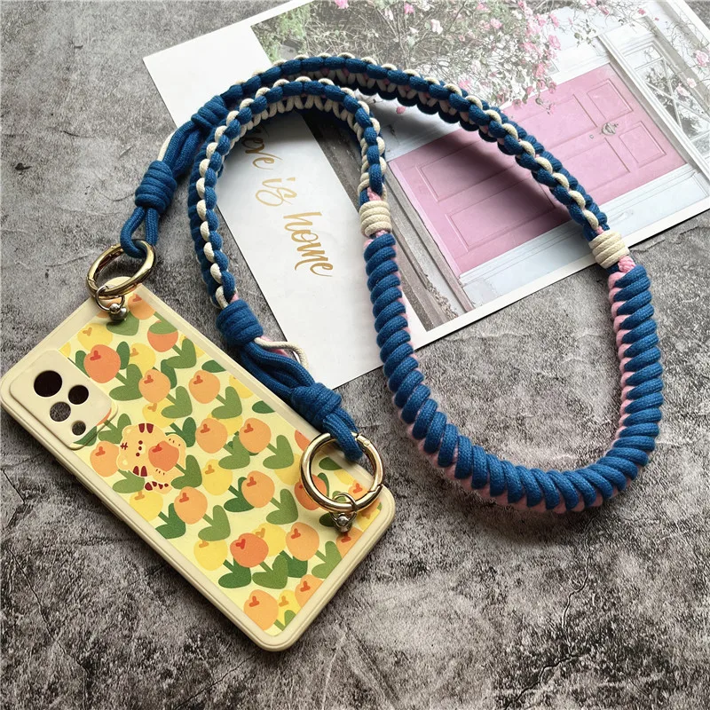 Luxury Cotton Lanyard with Metal Key Ring - Customizable Crossbody Strap