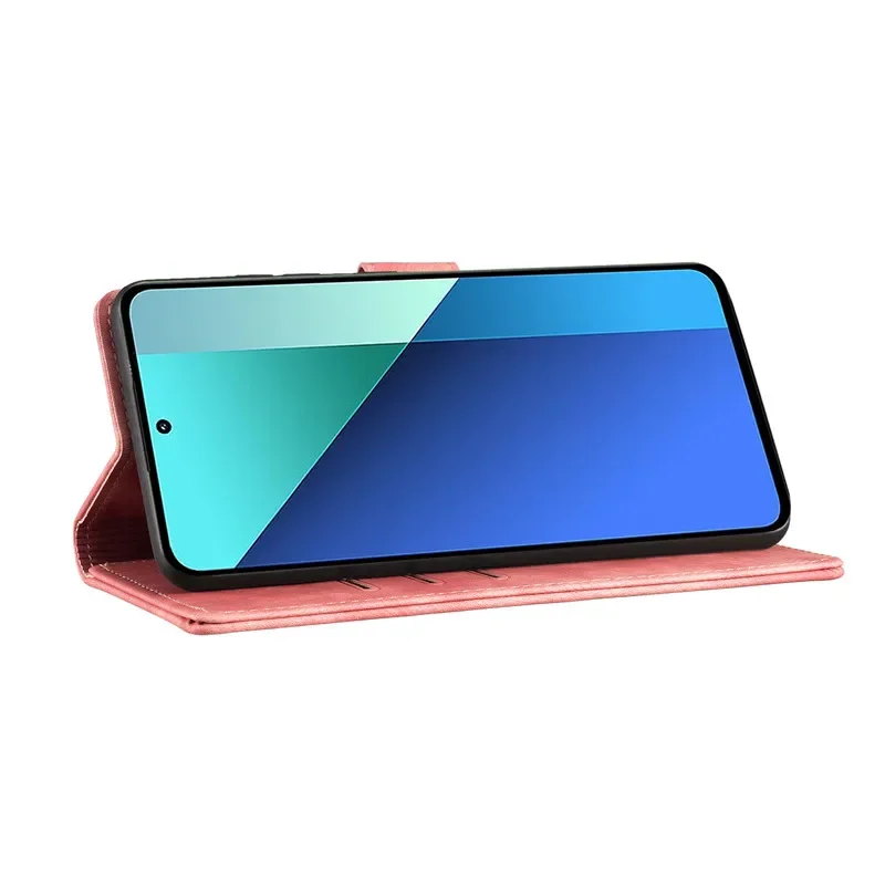 Adolasx Cover Portafoglio In Pelle Silicone Per Xiaomi Redmi Note 13 4G - Con Disegno Tigre E Cordino