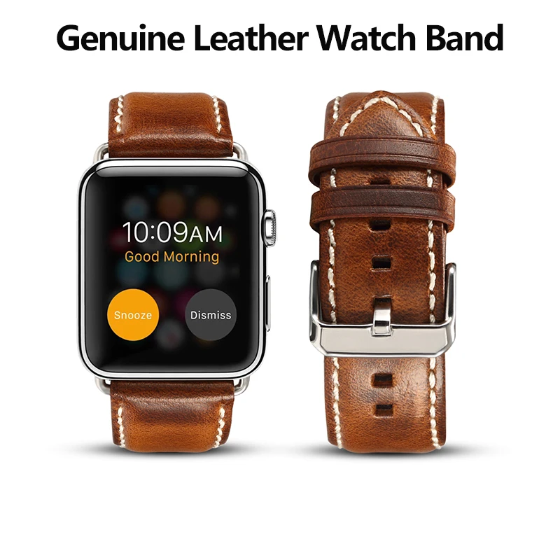 

Ремешок из натуральной вощеной кожи для Apple Watch Band 45 мм 44 мм 40 мм 42 мм 38 мм