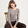Ultra-fine merino wool ladies knitted O-neck breathable thin short-sleeved T-shirt solid color top 1
