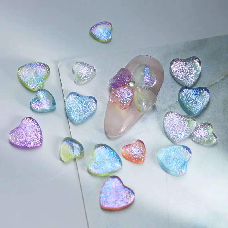 

50pcs Gilding Translucent Love Heart Shape Epoxy Resin Accessories Valentines Day Manicure Decor DIY Resin Crafts Jewelry Making