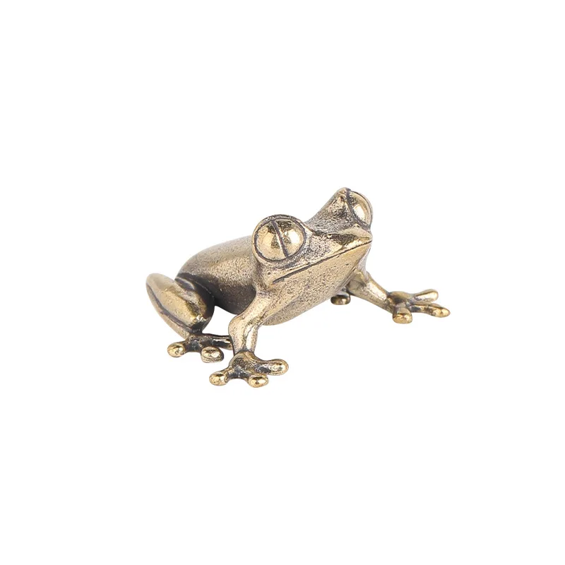 Retro Brass Mini Frog Figurines Desktop Ornament Home Decoration Crafts Tea Pet