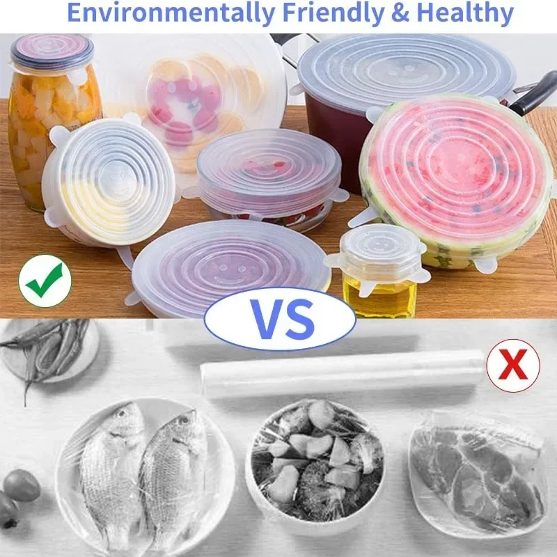 For Kitchen Accessory Storage Food Cover Plastic Accessories Fridge General Silicone Refrigerator Dishes Container Adaptive Home
