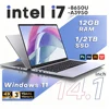 14.1"Laptop Computer PC Intel Core i7 8650U Atom 3950 Ultra slim Notebook 12GB RAM 1TB 2TB SSD Office Study Windows 11 1920*1080