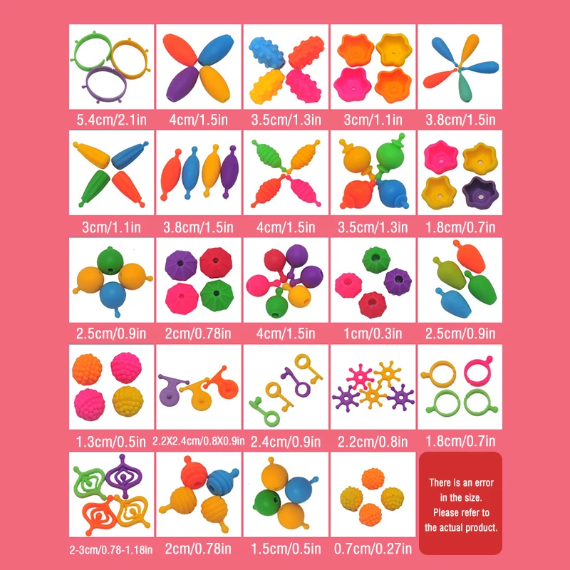 508/708/808/1008p Beads Diy Handmade Craft Wearing Beads Pretend Play Beauty Set Bracelet Princess Jewelry Kit Girl Gift