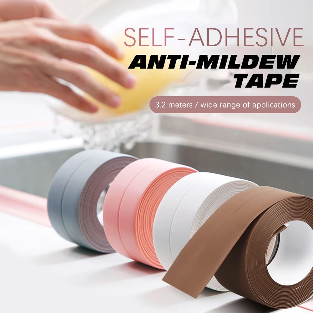 1 Roll Pvc Material Kitchen Bathroom Wall Sealing Tape Waterproof Mold