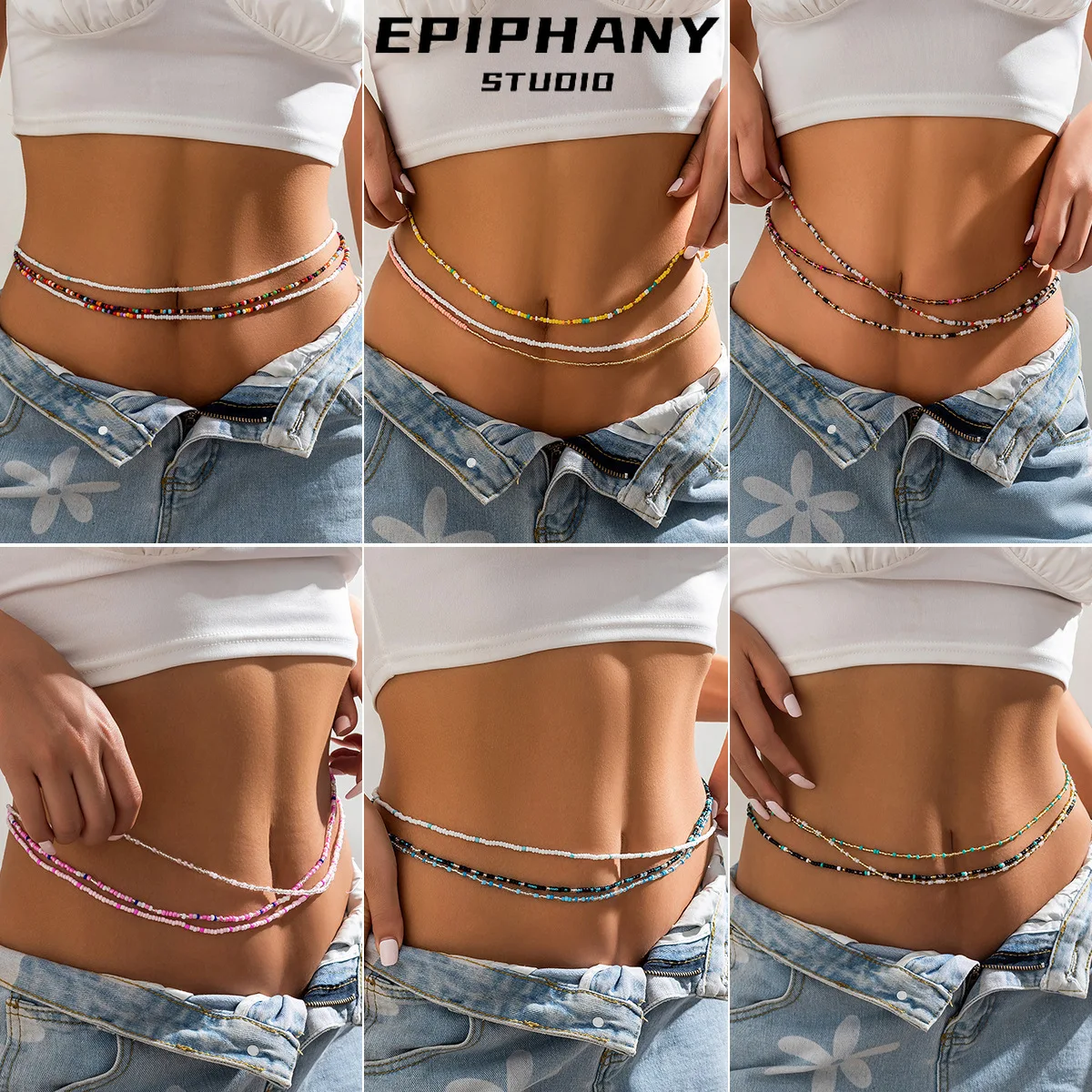 

Summer Beach Rice Beads Belly Waist Chain Waist Chain Ethnic Style Elastic Beaded Waist Sexy Lingerie Body Terciopelo Mujer
