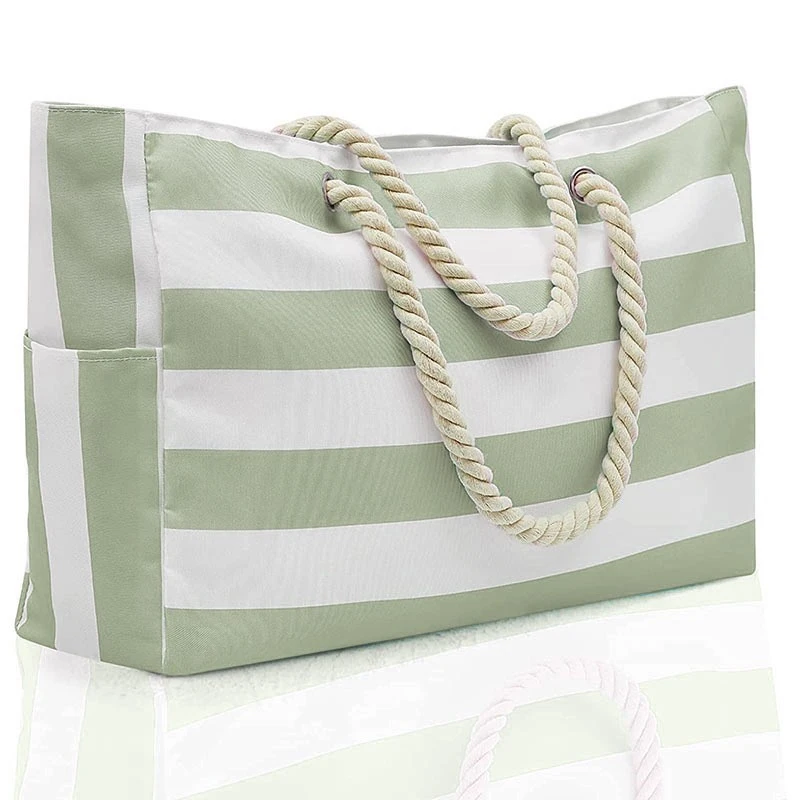 Borsa Grande Da Spiaggia Impermeabile - Tracolla In Tessuto Con Cerniera, 7 Tasche, Motivi Fenicottero E Ananas - 5