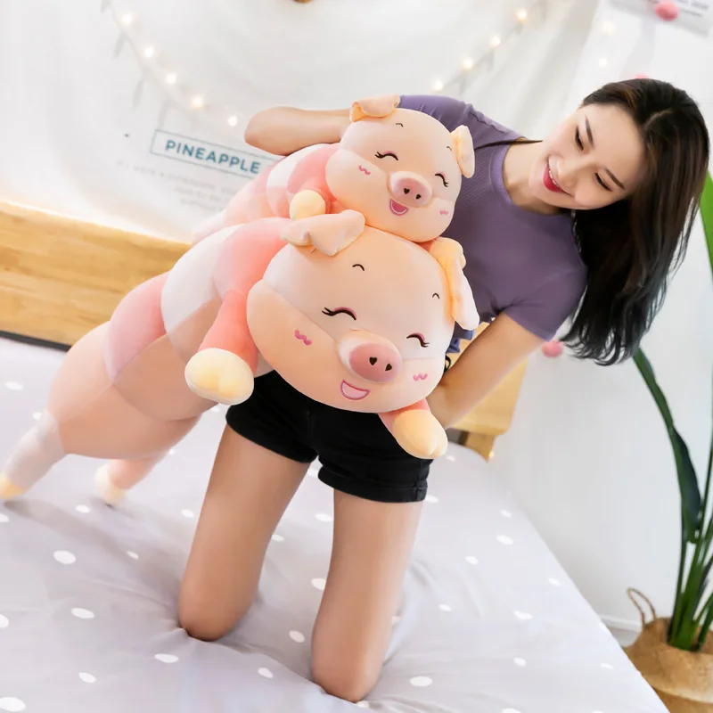 

Large 150cm Creative Cartoon Pig Plush Toy Prone Pig Soft Doll Sofa Cushion Sofa Long Pillow Kids Toy Xmas Gift b2631