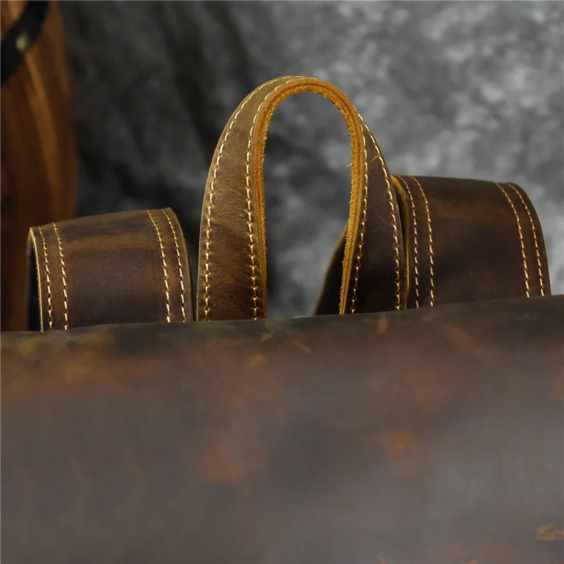 Leather College Backpack For Men